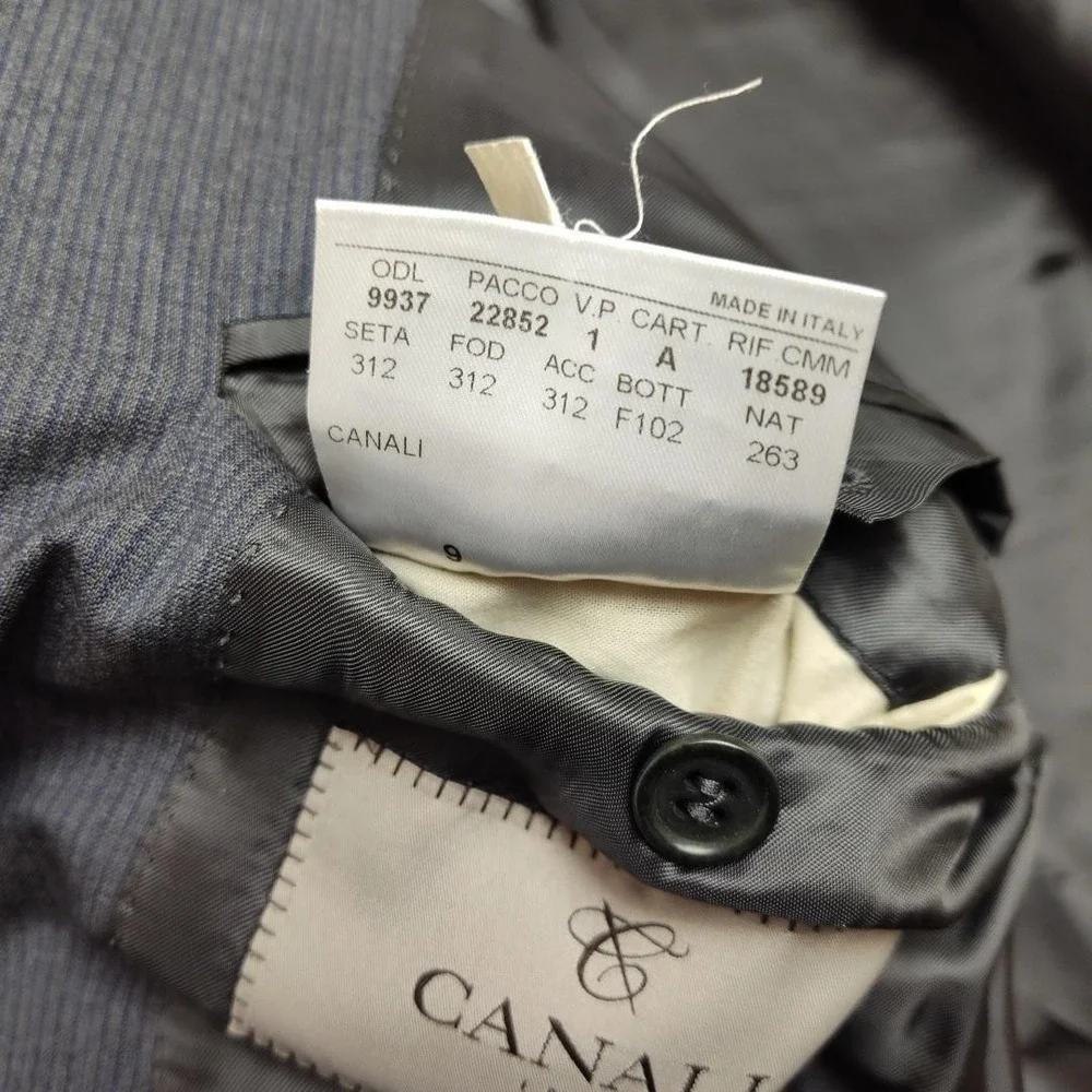 Canali Suit‎ Jacket Mens 52 42R Gray Pinstripe Wool 2 Button Blazer Made Italy